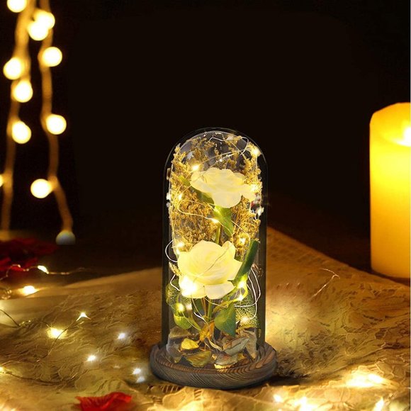 Silk Rose Flower Gift with Led Light String - Picture 3 of 3